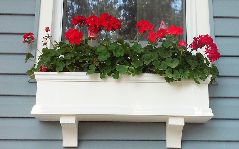 Everlasting Faux Red and White Geranium Window Box Filler